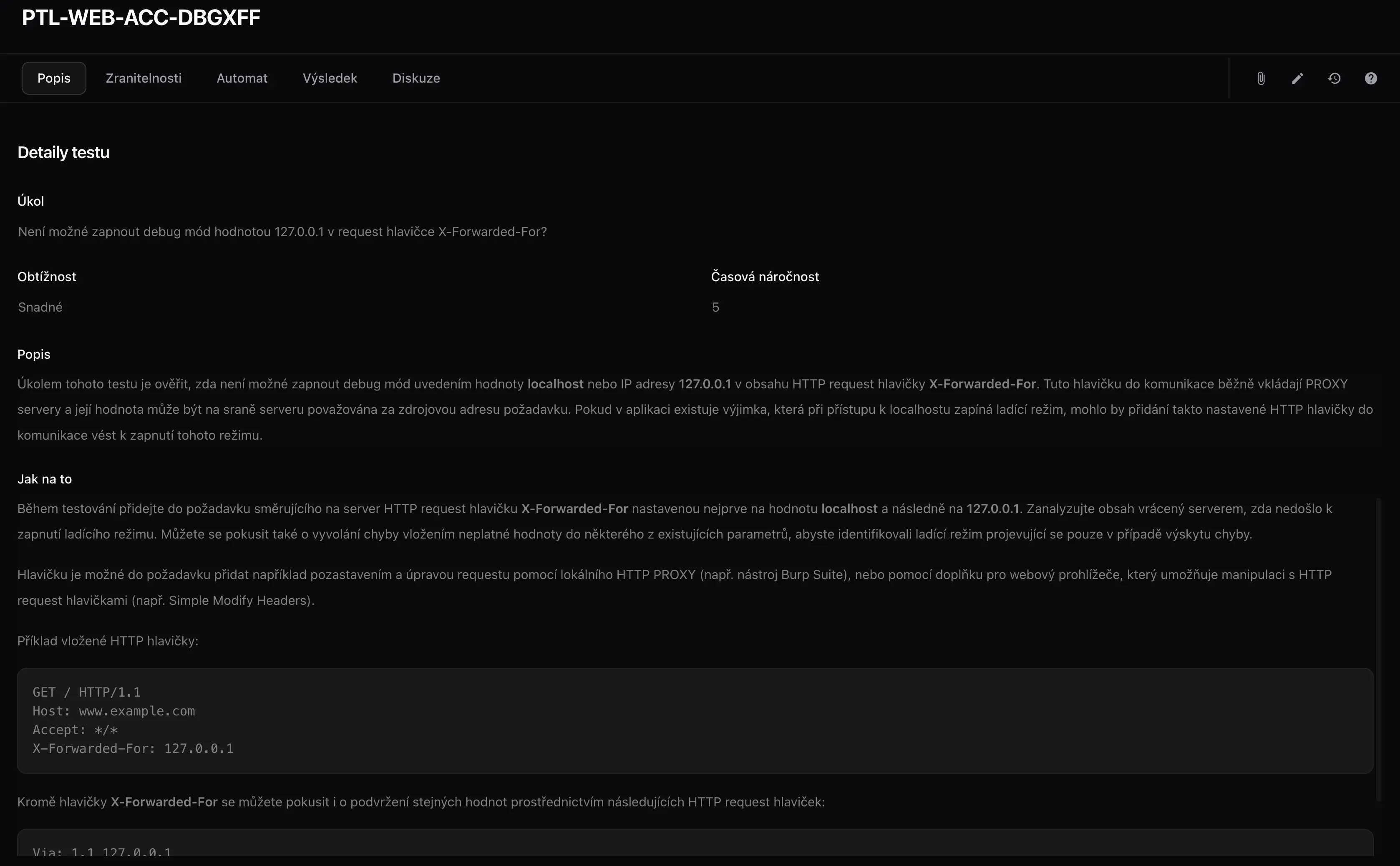 Obejití localhost ochrany přes hlavičku X-Forwarded-For