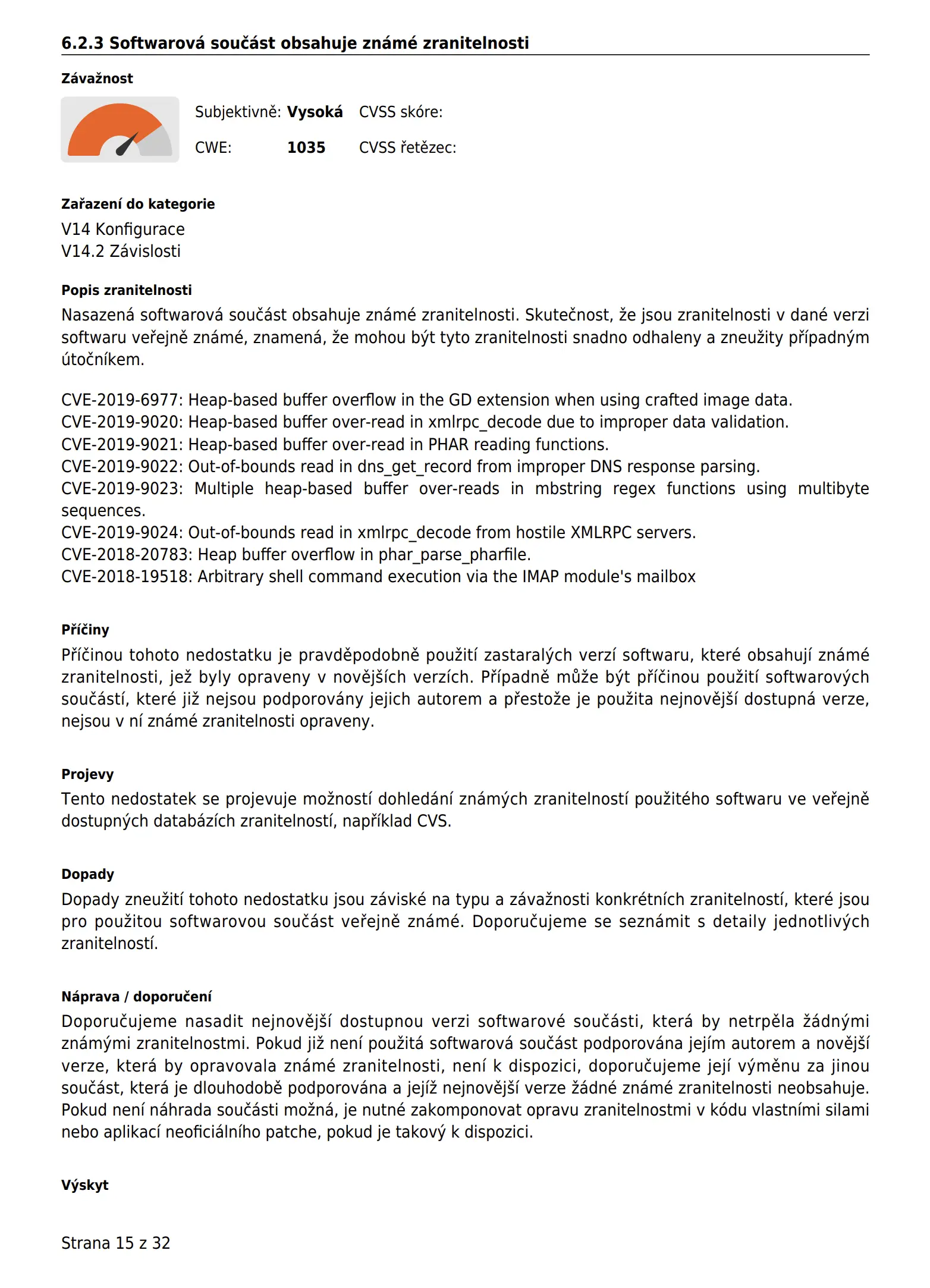 Automaticky generovaný report v Penterepu